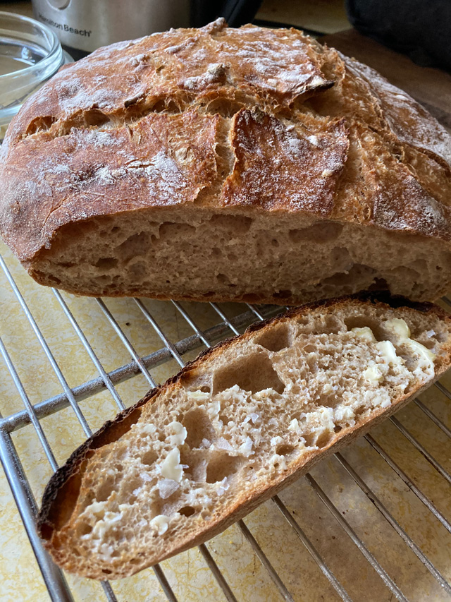 Loaf of sourdough bread showing an attractive crumb