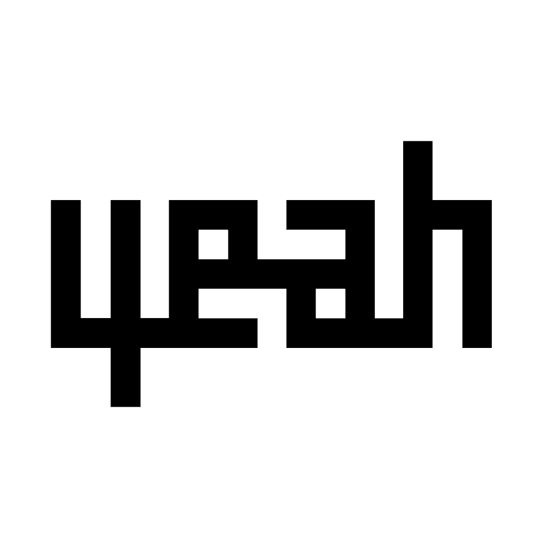 Animation of the word - yeah - spinning, showing symmetry in my AGP Square Kufin typeface.