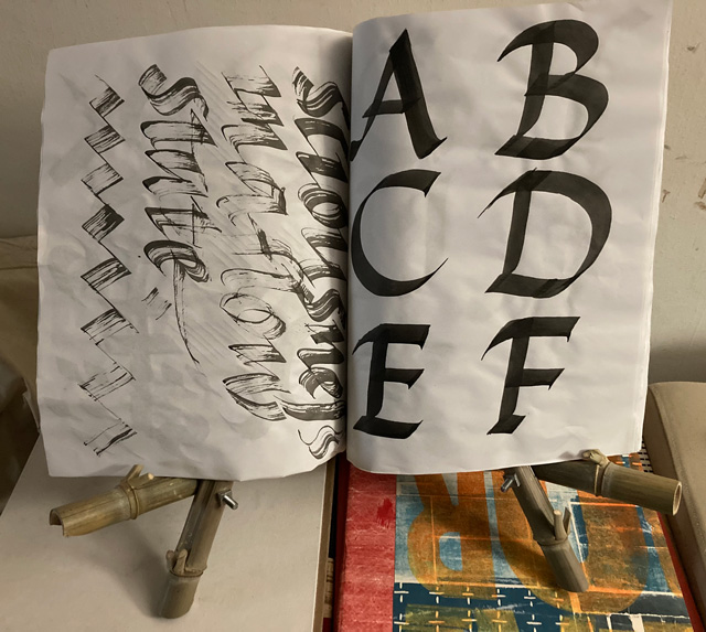 Bound letters for an italic typeface